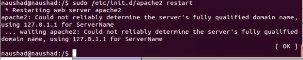 How to restart apache2 from commandline